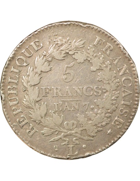 Union & Force 5 francs Argent An 7 L Bayonne