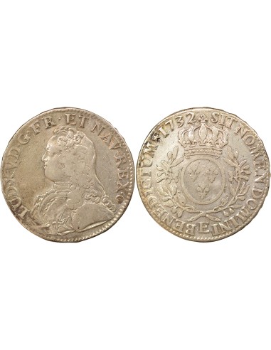 Louis XV Au Buste Habillé 1 ecu Argent 1732 E Tours