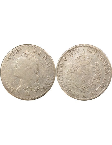 Louis XV A la Vieille Tête 1 ecu Argent 1774 A - Paris