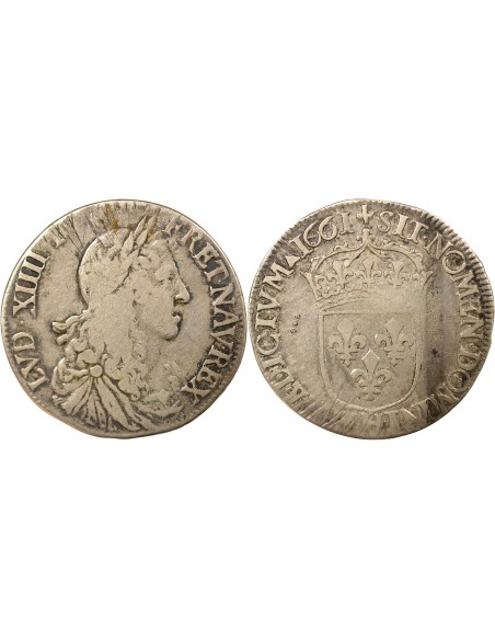 Louis XIV Au Buste Juvénile 1/2 ecu Argent 1661 H La Rochelle