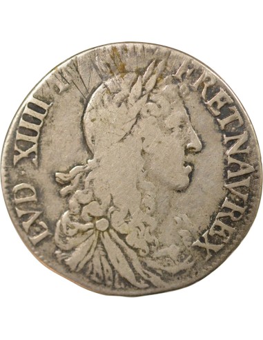 Louis XIV Au Buste Juvénile 1/2 ecu Argent 1661 H La Rochelle