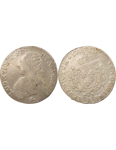 Louis XVI Aux Rameaux d'Olivier 1 ecu Argent 1785 R Orléans