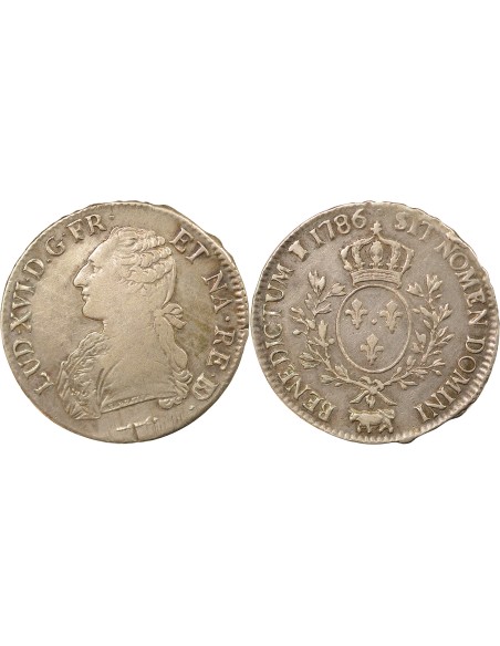 Louis XVI Aux Rameaux d'Olivier 1 ecu Argent 1786 Pau