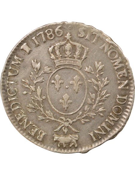 Louis XVI Aux Rameaux d'Olivier 1 ecu Argent 1786 Pau