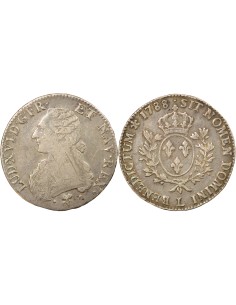 Louis XVI Aux Rameaux d'Olivier 1 ecu Argent 1788 L Bayonne