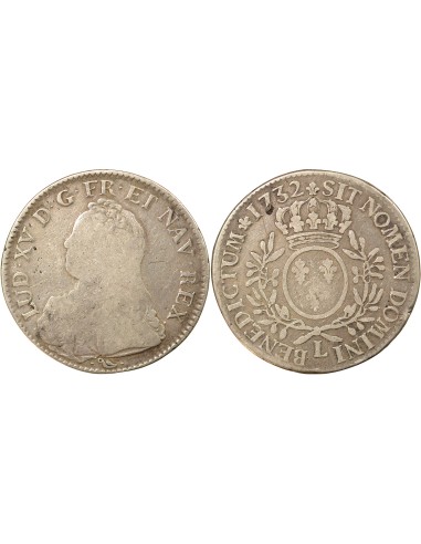 Louis XV Au Buste Habillé 1 ecu Argent 1732 L Bayonne