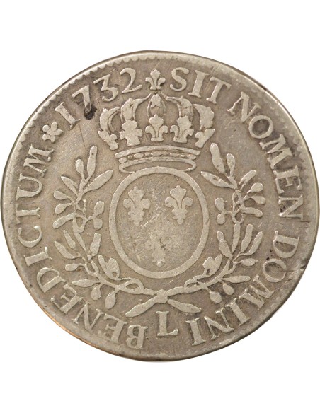 Louis XV Au Buste Habillé 1 ecu Argent 1732 L Bayonne