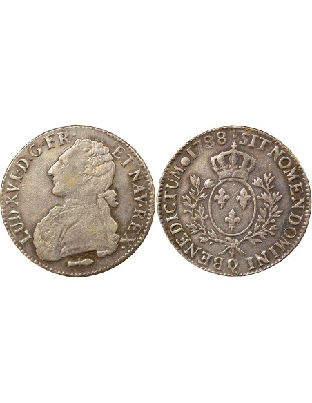 Louis XVI Aux Rameaux d'Olivier 1 ecu Argent 1788 Q Perpignan