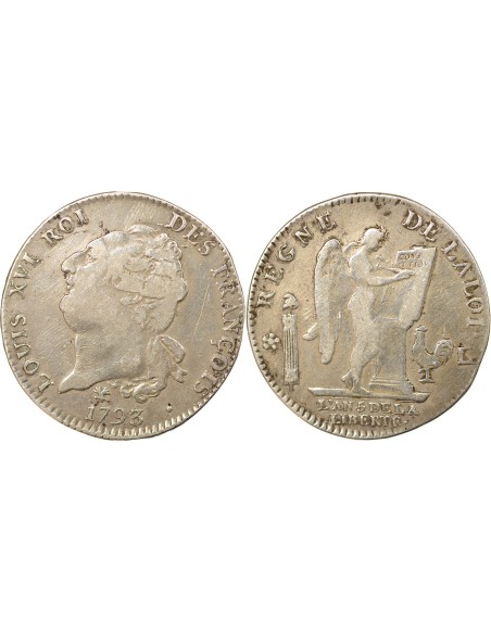 Louis XVI Constitution 1 ecu Argent 1793 L Bayonne