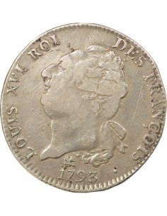 Louis XVI Constitution 1 ecu Argent 1793 L Bayonne 2