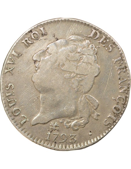 Louis XVI Constitution 1 ecu Argent 1793 L Bayonne