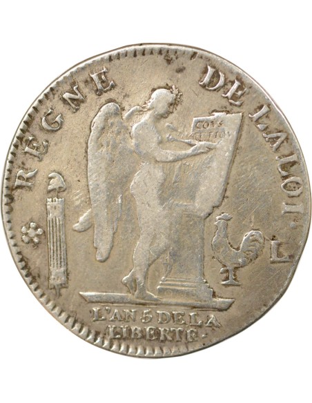 Louis XVI Constitution 1 ecu Argent 1793 L Bayonne