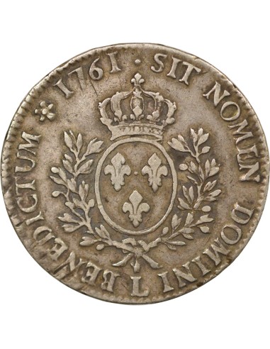 Louis XV Au Bandeau 1 ecu Argent 1761 L Bayonne
