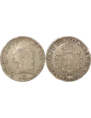 Louis XV A la Vieille Tête 1 ecu Argent 1773 Pau