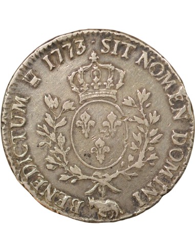 Louis XV A la Vieille Tête 1 ecu Argent 1773 Pau