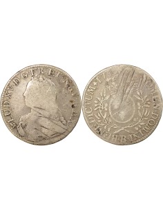 Louis XV Au Buste Habillé 1 ecu Argent 1739 B Rouen