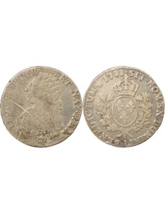 Louis XVI Aux Rameaux d'Olivier 1 ecu Argent 1788 L Bayonne