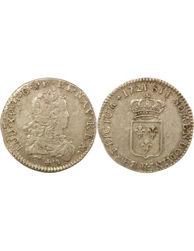 Louis XV Ecu de France 1/6 ecu Argent 1721 R Orléans