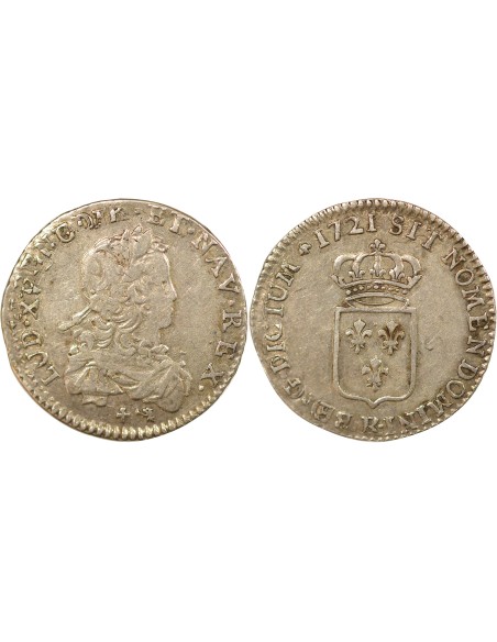 Louis XV Ecu de France 1/6 ecu Argent 1721 R Orléans