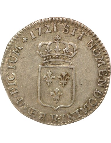 Louis XV Ecu de France 1/6 ecu Argent 1721 R Orléans