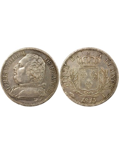 Louis XVIII Au Buste Habillé 5 francs Argent 1815 I Limoges