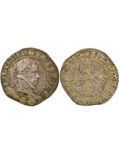 Henri III Au Col Plat 1/2 franc Argent 1587 G Poitiers