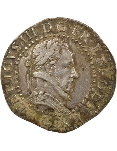 Henri III Au Col Plat 1/2 franc Argent 1587 G Poitiers
