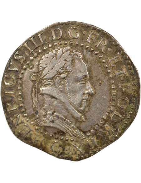 Henri III Au Col Plat 1/2 franc Argent 1587 G Poitiers