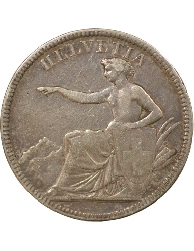 Suisse Helvetia Assise 5 francs Argent 1874 B. Bruxelles
