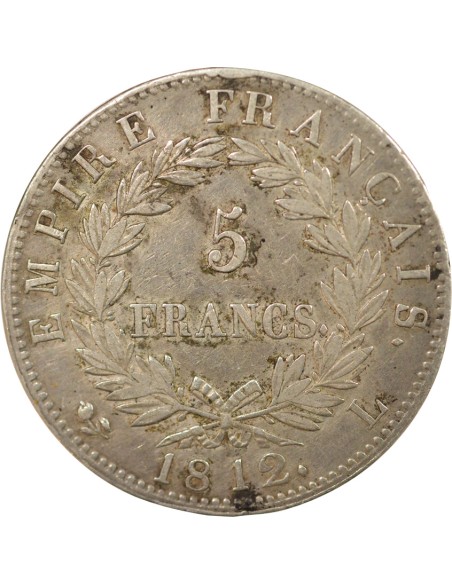 Roi d'Italie Empire 5 francs Argent 1812 L Bayonne