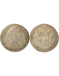 Louis XIV A la Mèche Longue 1/2 ecu Argent 1653 E Tours