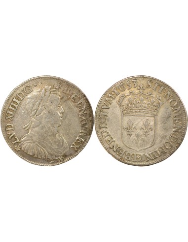 Louis XIV A la Mèche Longue 1/2 ecu Argent 1653 E Tours