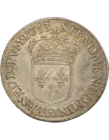 Louis XIV A la Mèche Longue 1/2 ecu Argent 1653 E Tours
