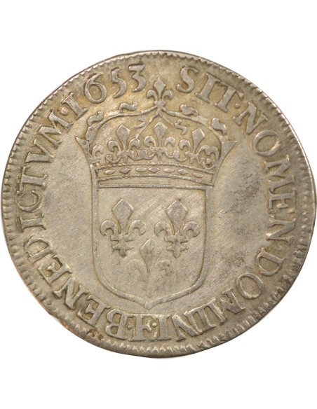 Louis XIV A la Mèche Longue 1/2 ecu Argent 1653 E Tours