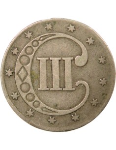 USA 1er Type 3 cents Argent 1853 Philadelphie 2