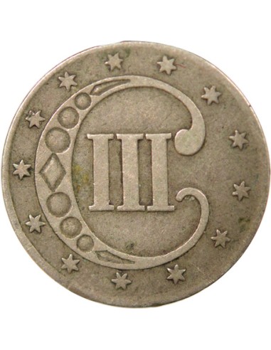 USA 1er Type 3 cents Argent 1853 Philadelphie