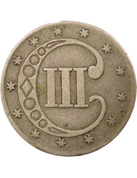 USA 1er Type 3 cents Argent 1853 Philadelphie