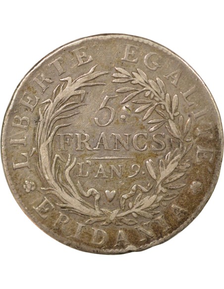 Roi d'Italie Gaule Subalpine 5 lire Argent An 9