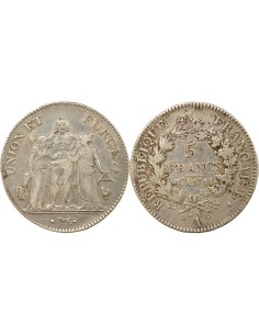 Union & Force 5 francs Argent An 11 A - Paris