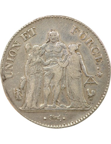 Union & Force 5 francs Argent An 11 A - Paris