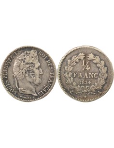 Louis-Philippe Ier 1/4 franc Argent 1834 A - Paris