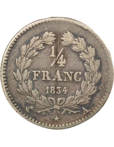 Louis-Philippe Ier 1/4 franc Argent 1834 A - Paris