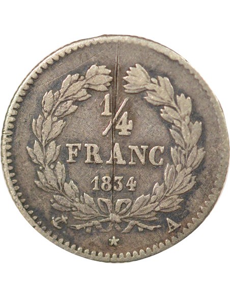 Louis-Philippe Ier 1/4 franc Argent 1834 A - Paris