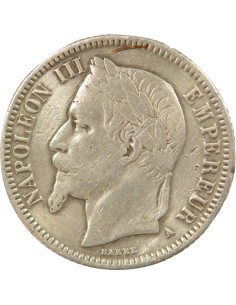 Napoléon III Tête Laurée 1 franc Argent 1867 A - Paris 2