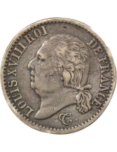 Louis XVIII Tête nue 1/4 franc Argent 1824 M Toulouse