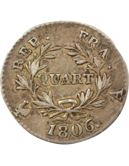 Roi d'Italie Calendrier Grégorien 1/4 franc Argent 1806 A - Paris