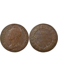 Dupré 5 centimes Bronze An 7/5 A - Paris
