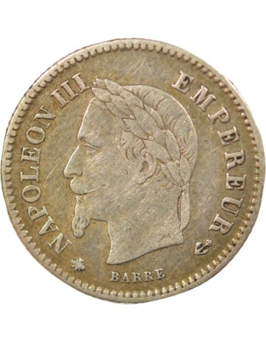 Napoléon III Tête Laurée 20 centimes Argent 1867 A - Paris