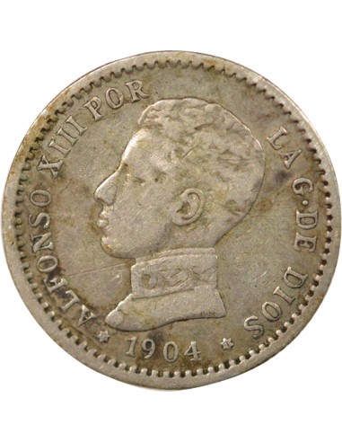 Espagne Alphonse XIII d'Espagne 4e Portrait 50 centimos Argent 1904 AI Madrid