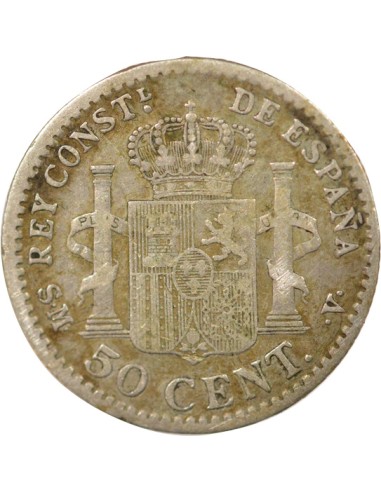 Espagne Alphonse XIII d'Espagne 4e Portrait 50 centimos Argent 1904 AI Madrid